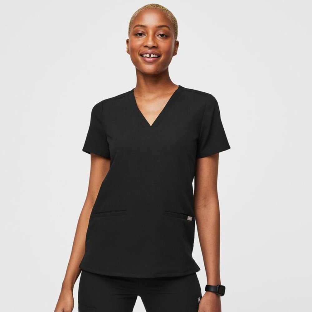 Figs Casma Scrub Top Black Size XXS